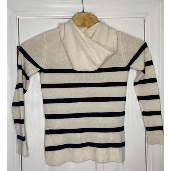 Hatch Women’s Maternity Hooded Sweater Off White Navy Blue 0 Wool Cashmere - Picture 6 of 7